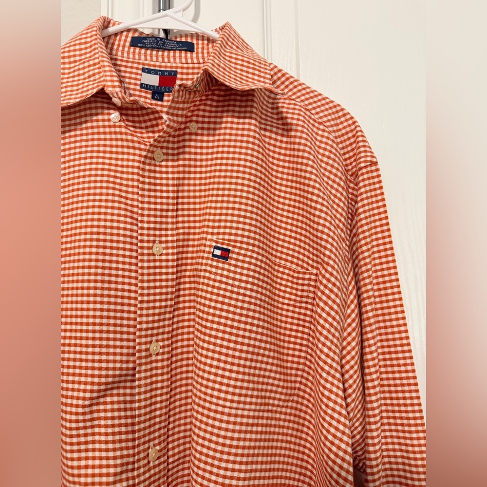 Tommy Hilfiger Orange Gingham Cotton Button-Down Shirt - Men - Picture 4 of 8